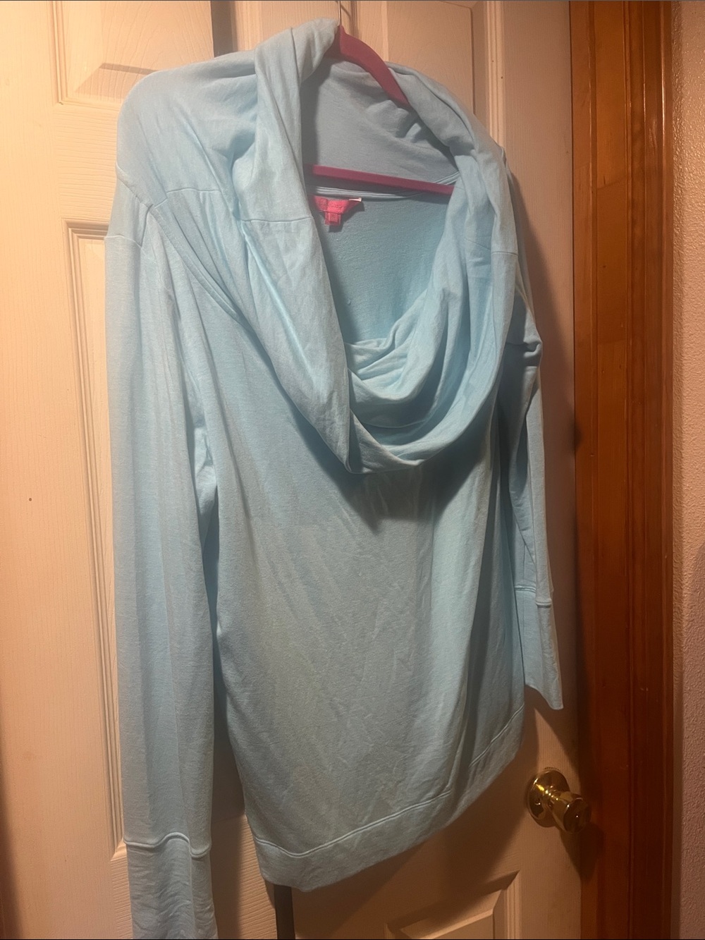 Lilly Pulitzer Sky Blue Draped Cowl Neck Sweatshirt